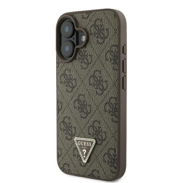 Guess case for iPhone 16 6,1" GUHCP16SP4TDPW Leather 4G Triangle Strass brown MagSafe