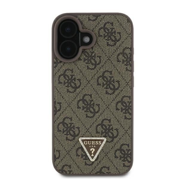 Guess case for iPhone 16 6,1" GUHCP16SP4TDPW Leather 4G Triangle Strass brown MagSafe