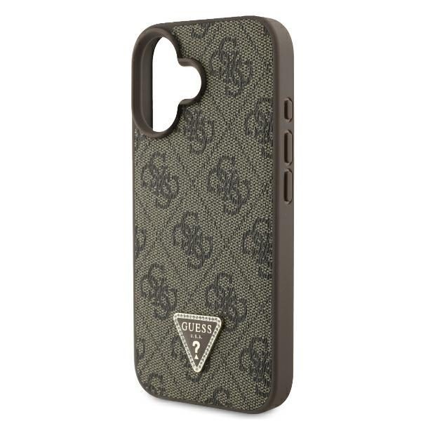Guess case for iPhone 16 6,1" GUHCP16SP4TDPW Leather 4G Triangle Strass brown MagSafe