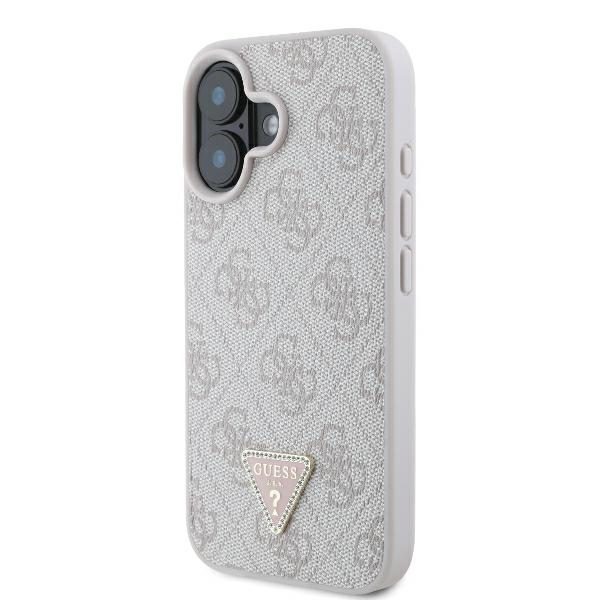 Guess case for iPhone 16 6,1" GUHCP16SP4TDPP Leather 4G Triangle Strass pink MagSafe