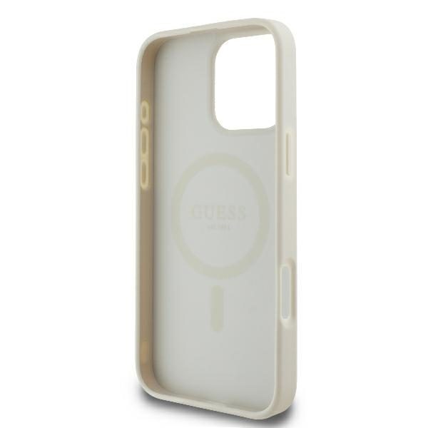Guess case for iPhone 16 Pro Max 6,9" GUHMP16XPGPYSH Peony Script Logo white MagSafe