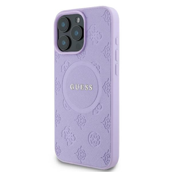 Guess case for iPhone 16 Pro Max 6,9" GUHMP16XPSAPSMEU Saffiano Peony Classic Logo purple MagSafe