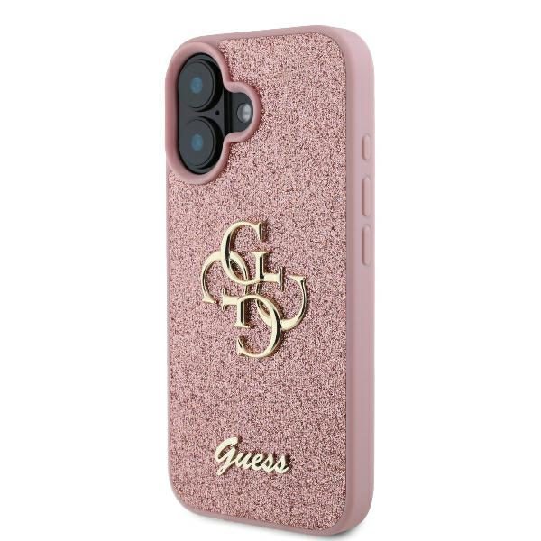 Guess case for iPhone 16 6,1" GUHCP16SHG4SGP Fixed Glitter Big 4G pink