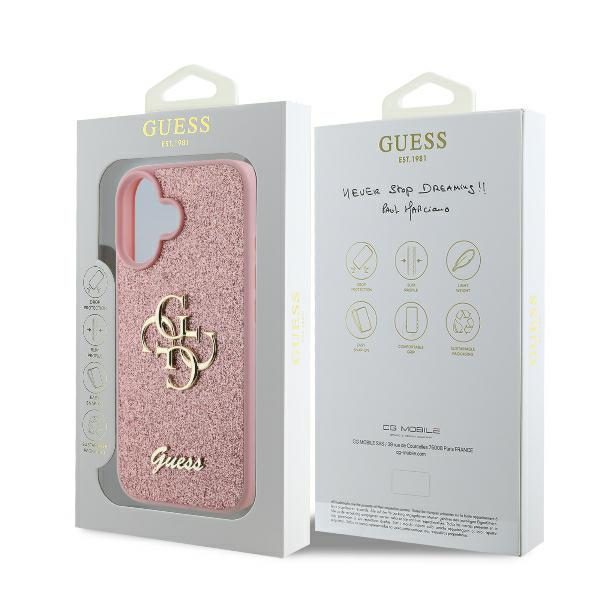 Guess case for iPhone 16 6,1" GUHCP16SHG4SGP Fixed Glitter Big 4G pink
