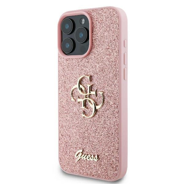 Guess case for iPhone 16 Pro 6,3" GUHCP16LHG4SGP Fixed Glitter Big 4G pink