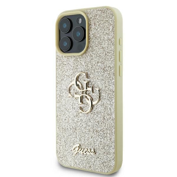 Guess case for iPhone 16 Pro 6,3" GUHCP16LHG4SGD Fixed Glitter Big 4G gold