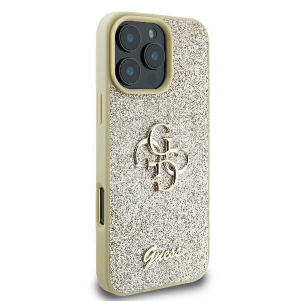 Guess case for iPhone 16 Pro 6,3" GUHCP16LHG4SGD Fixed Glitter Big 4G gold