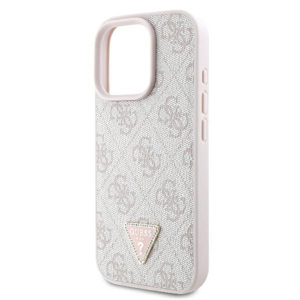 Guess case for iPhone 16 Pro Max 6,9" GUHCP16XP4TDSCPP Leather Metal Logo Strass Crossbody pink