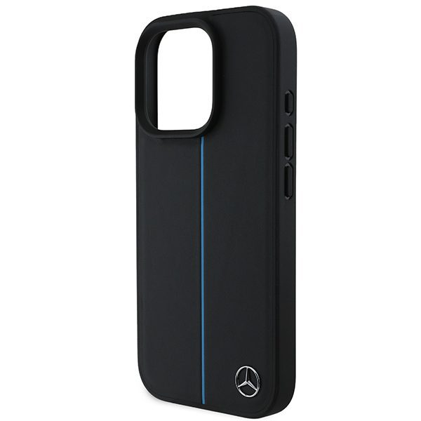 Mercedes case for iPhone 16 Pro 6,3" MEHMP16L23RURBK Hardcase MB Blue Line Leather MagSafe black