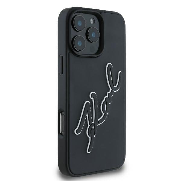 Karl Lagerfeld case for iPhone 16 Pro 6,3" KLHCP16L3DRKSDLK black Hard 3D Rubber Bicolor Signature