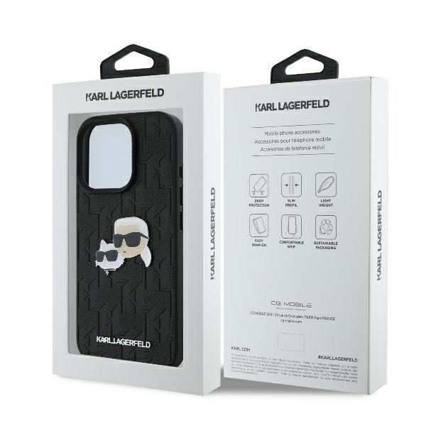 Karl Lagerfeld case for iPhone 16 Pro 6,3" KLHCP16LPGKLKCPK black Hard Monogram Karl&Choupette Head Pin