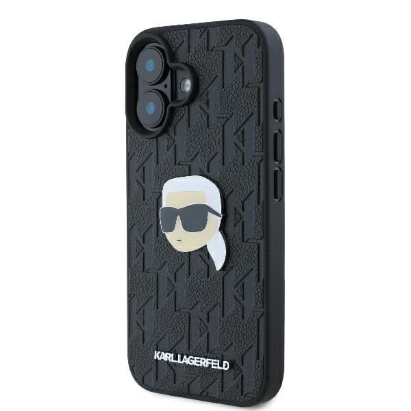 415385_oryg Karl Lagerfeld case for iPhone 16 6,1" KLHCP16SPGKLKIPK black Hard Monogram Karl Head Pin