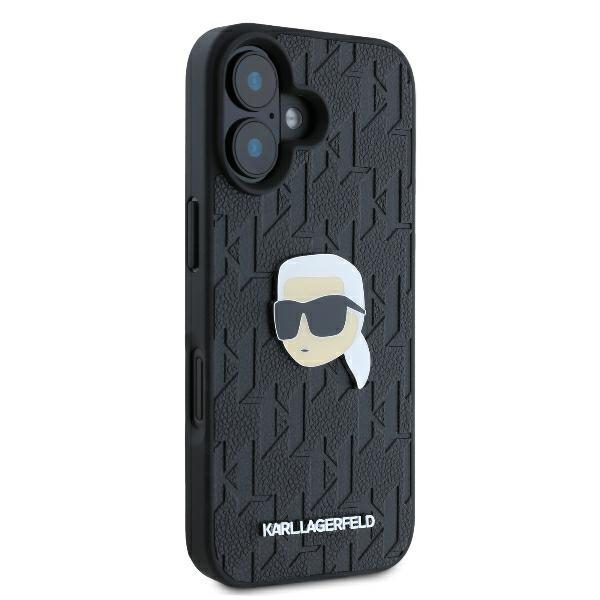 415387_oryg Karl Lagerfeld case for iPhone 16 6,1" KLHCP16SPGKLKIPK black Hard Monogram Karl Head Pin