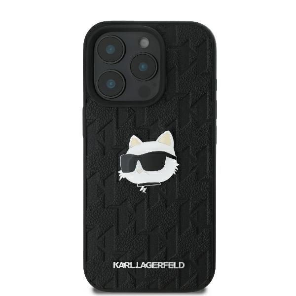 Karl Lagerfeld case for iPhone 16 Pro Max 6,9" KLHCP16XPGKLCHPK black Hard Monogram Choupette Head Pin