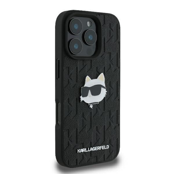 Karl Lagerfeld case for iPhone 16 Pro Max 6,9" KLHCP16XPGKLCHPK black Hard Monogram Choupette Head Pin