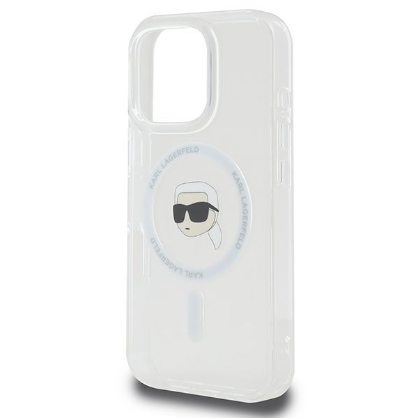 Karl Lagerfeld case for iPhone 16 Pro 6,3" KLHMP16LHLSKIH white Hard IML Metal Karl Head MagSafe