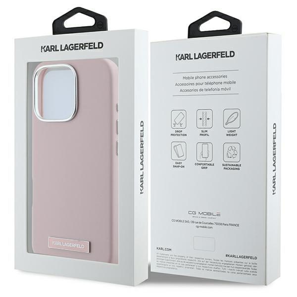 Karl Lagerfeld case for iPhone 16 Pro 6,3" KLHMP16LPGMSRPP pink Hard FW Metal Plate MagSafe
