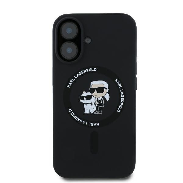 Karl Lagerfeld case for iPhone 16 Plus 6,7" KLHMP16MSCMKCRHK black Hard Silicone Karl&Choupette Heads Ring MagSafe