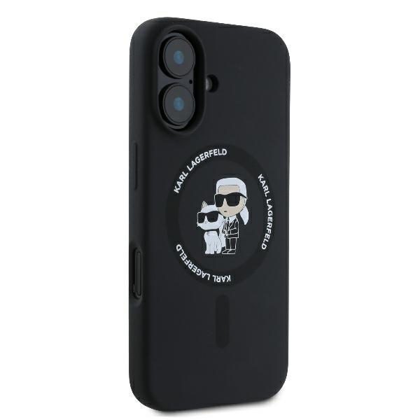 Karl Lagerfeld case for iPhone 16 Plus 6,7" KLHMP16MSCMKCRHK black Hard Silicone Karl&Choupette Heads Ring MagSafe