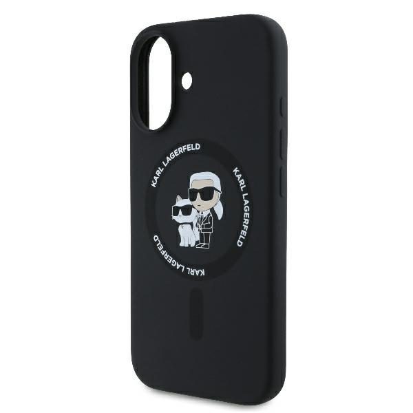 Karl Lagerfeld case for iPhone 16 Plus 6,7" KLHMP16MSCMKCRHK black Hard Silicone Karl&Choupette Heads Ring MagSafe