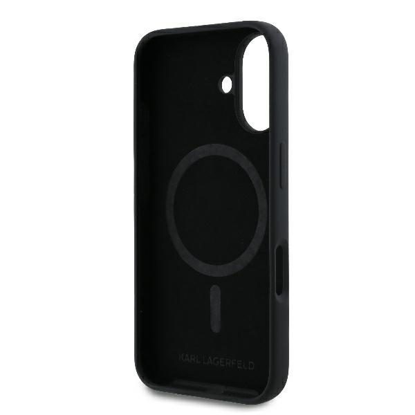 Karl Lagerfeld case for iPhone 16 Plus 6,7" KLHMP16MSCMKCRHK black Hard Silicone Karl&Choupette Heads Ring MagSafe