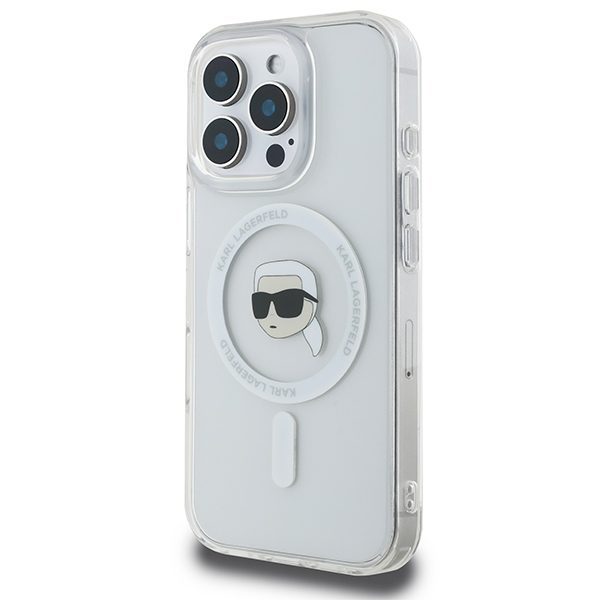 Karl Lagerfeld case for iPhone 16 Pro Max 6,9" KLHMP16XHLSKIH white Hard IML Metal Karl Head MagSafe