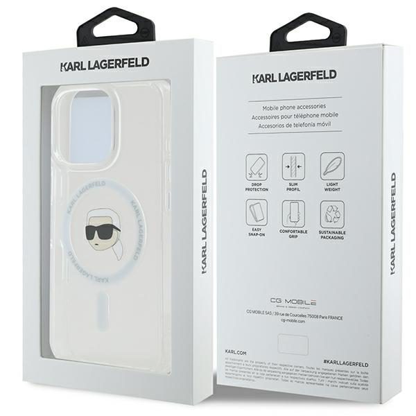 Karl Lagerfeld case for iPhone 16 Pro Max 6,9" KLHMP16XHLSKIH white Hard IML Metal Karl Head MagSafe