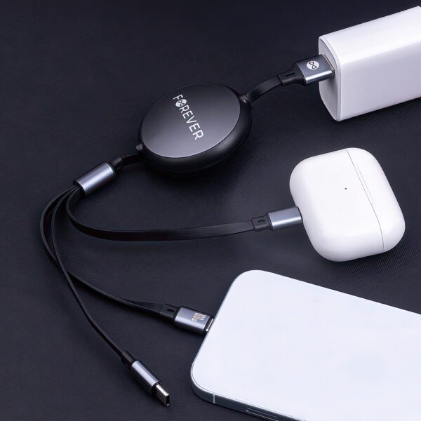 Forever 3in1 cable USB - Lightning + 2x USB-C 1,2 m 100W black