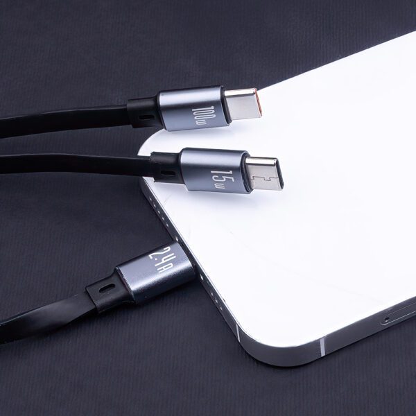 Forever 3in1 cable USB - Lightning + 2x USB-C 1,2 m 100W black