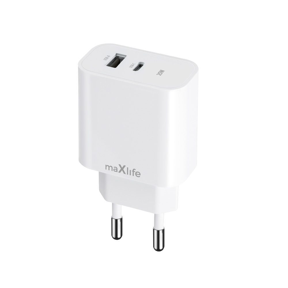 416916_oryg Maxlife MXTC-06-25AC PD QC charger 1x USB-C 1x USB 25W white