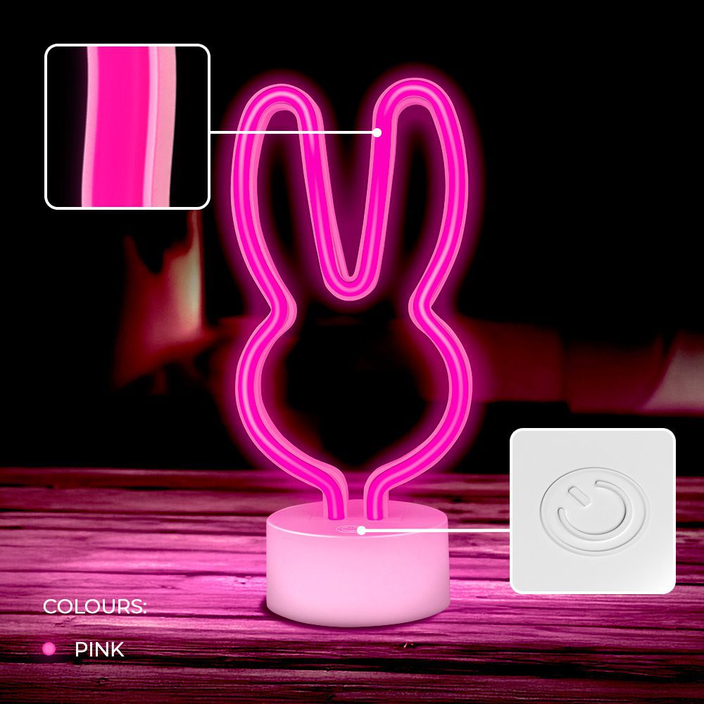 Neon LED on stand RABBIT pink USB-C FSC-10 Forever Light