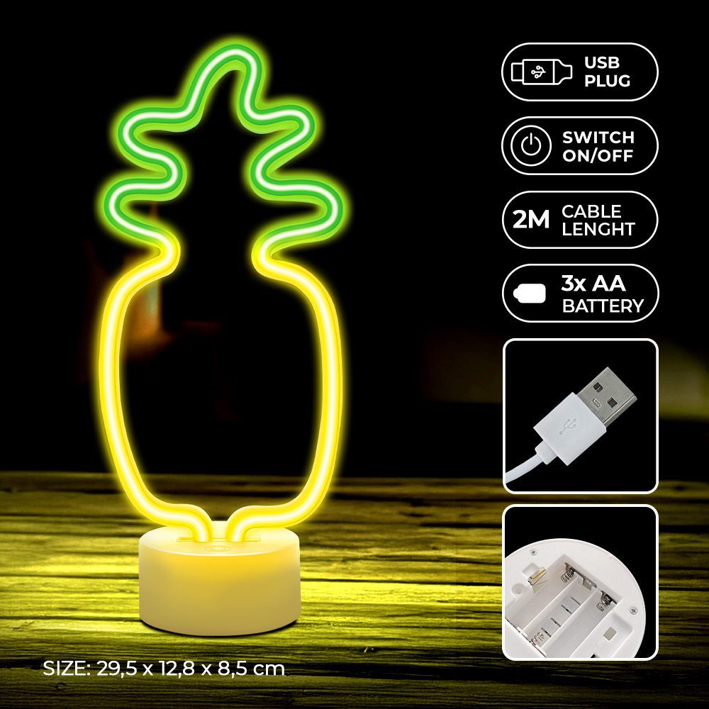 419683_oryg Neon LED on stand PINEAPPLE orange green USB-C FSC-12 Forever Light