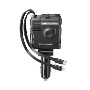 XO car charger CC66 104W 1x USB 1x USB-C black with cable USB-C and cable Lightning