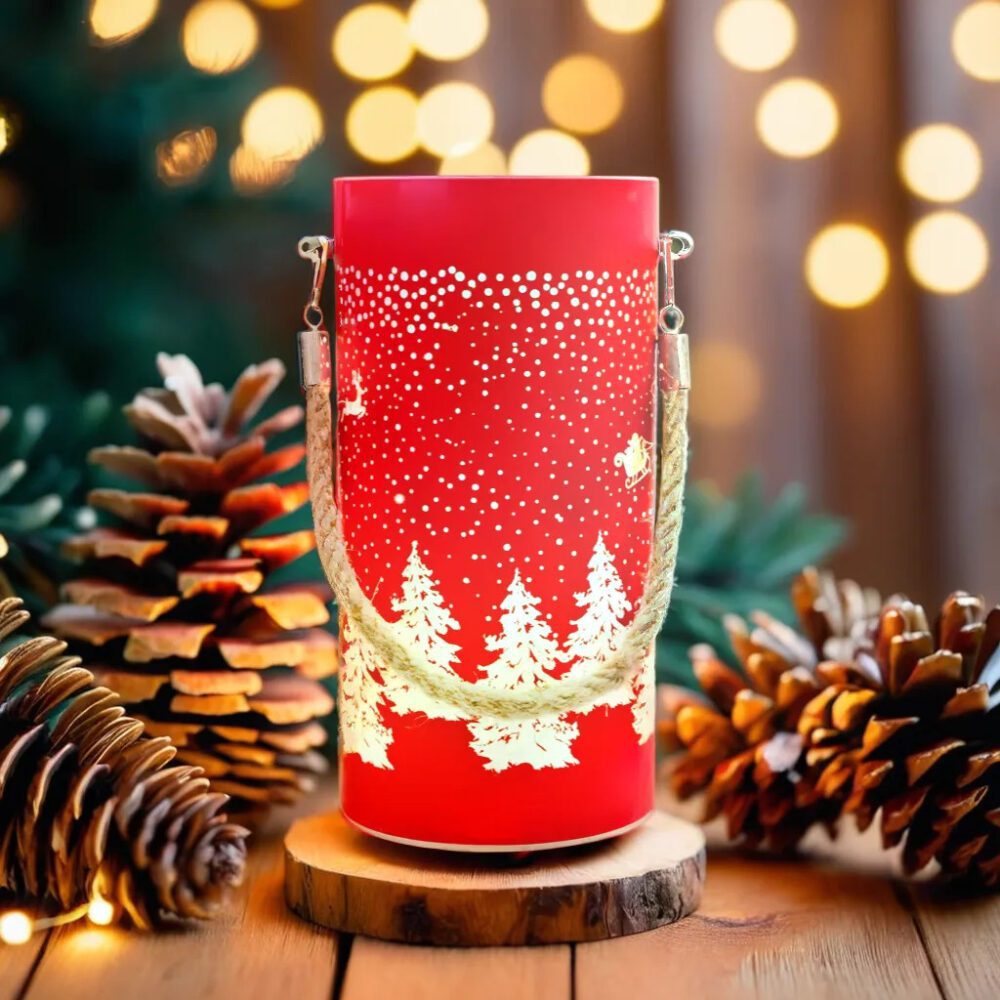 421179_oryg Christmas glass Lantern FCL-10 red-gold L Forever Light