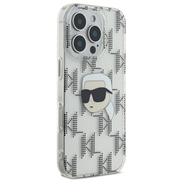 Karl Lagerfeld case for iPhone 16 Pro 6,3" KLHCP16LHKLPKHT transparent Hard IML Karl Head Electroplated