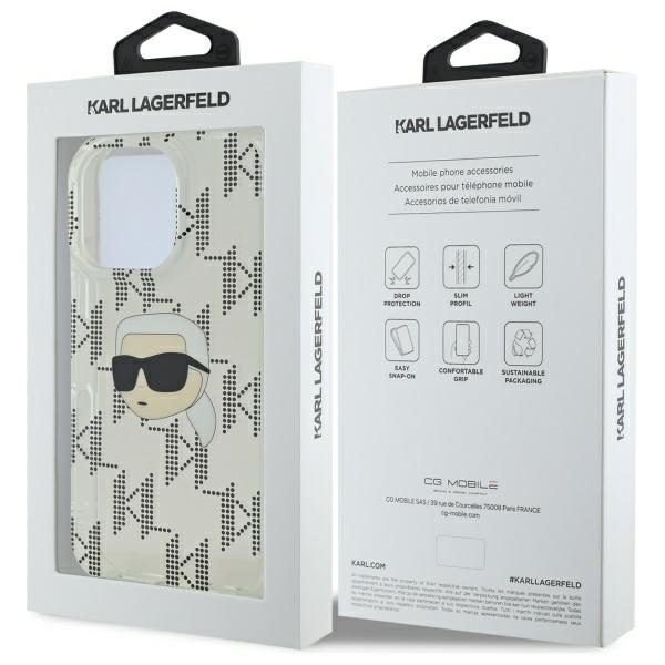 Karl Lagerfeld case for iPhone 16 Pro 6,3" KLHCP16LHKLPKHT transparent Hard IML Karl Head Electroplated
