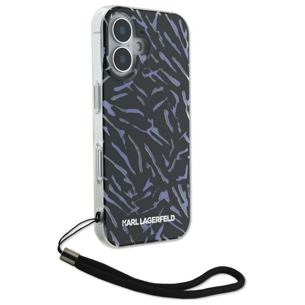 Karl Lagerfeld case for iPhone 16 Plus 6,7" KLHCP16MHZBPKCCU Purple Hard Zebra With Cord