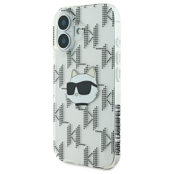 421655_oryg Karl Lagerfeld case for iPhone 16 6,1" KLHCP16SHKLPCHT transparent Hard IML Choupette Head Electroplated