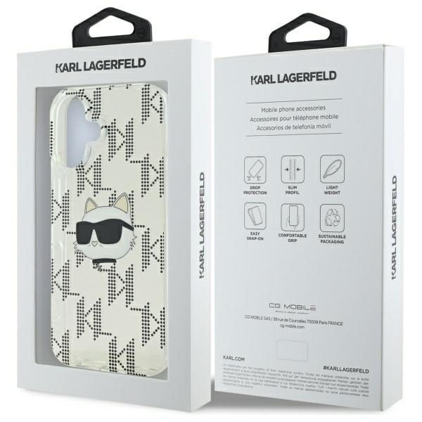421661_oryg Karl Lagerfeld case for iPhone 16 6,1" KLHCP16SHKLPCHT transparent Hard IML Choupette Head Electroplated
