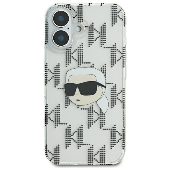 421665_oryg Karl Lagerfeld case for iPhone 16 6,1" KLHCP16SHKLPKHT transparent Hard IML Karl Head Electroplated