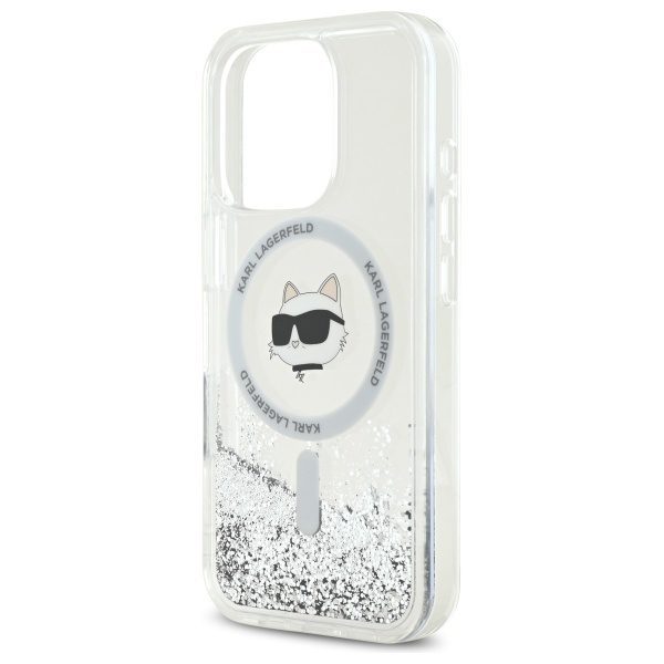 Karl Lagerfeld case for iPhone 16 Pro 6,3" KLHMP16LLGCHSGH transparent Hard Liquid Glitter Choupette Head MagSafe