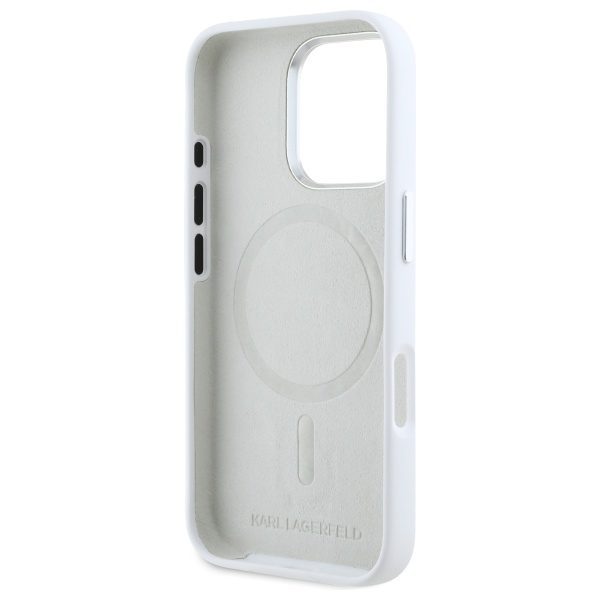 421794_oryg Karl Lagerfeld case for iPhone 16 Pro 6,3" KLHMP16LSCMKMPCH white Hard Silicone Shadow Metal Initial MagSafe