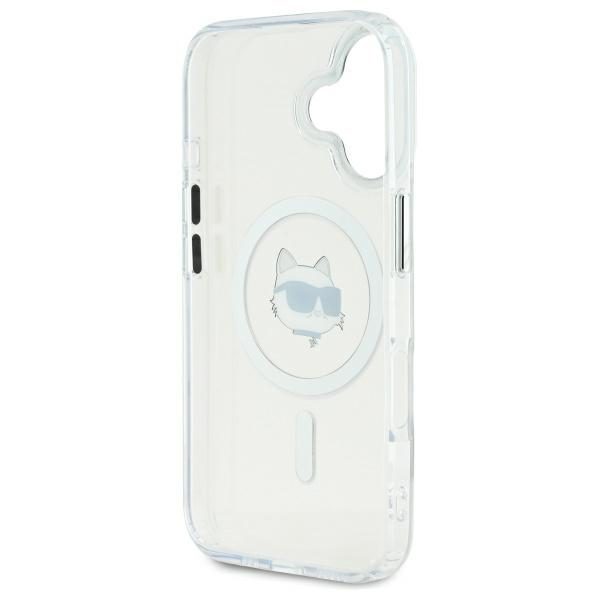 Karl Lagerfeld case for iPhone 16 6,1" KLHMP16SHLSCHH white Hard IML Metal Choupette Head MagSafe