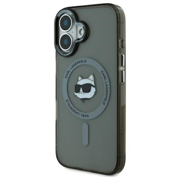 Karl Lagerfeld case for iPhone 16 6,1" KLHMP16SHLSCHK black Hard IML Metal Choupette Head MagSafe