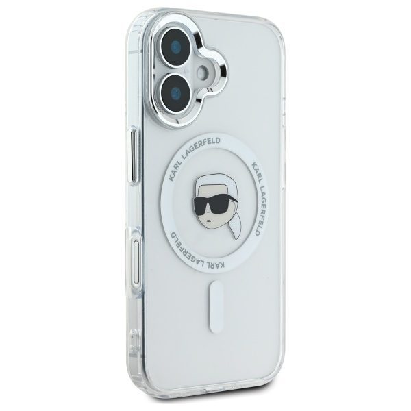 Karl Lagerfeld case for iPhone 16 6,1" KLHMP16SHLSKIH white Hard IML Metal Karl Head MagSafe