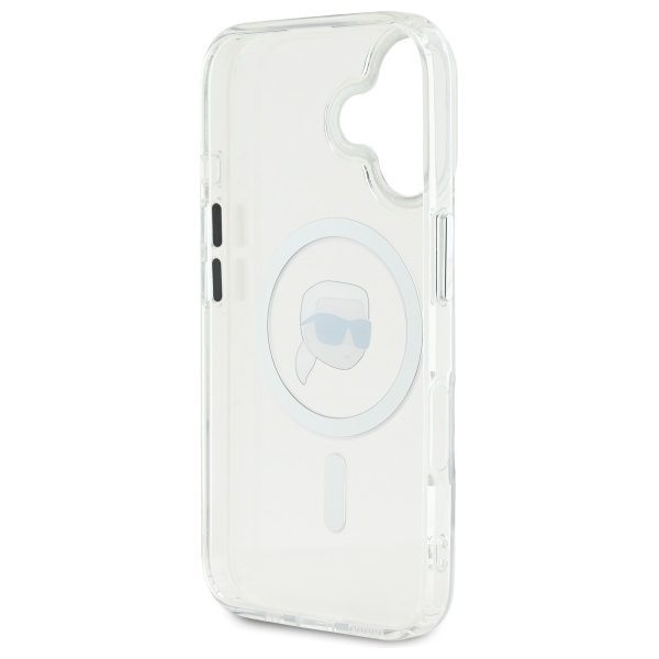 Karl Lagerfeld case for iPhone 16 6,1" KLHMP16SHLSKIH white Hard IML Metal Karl Head MagSafe