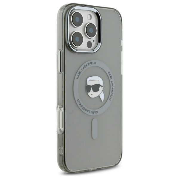 Karl Lagerfeld case for iPhone 16 Pro Max 6,9" KLHMP16XHLSKIK black Hard IML Metal Karl Head MagSafe