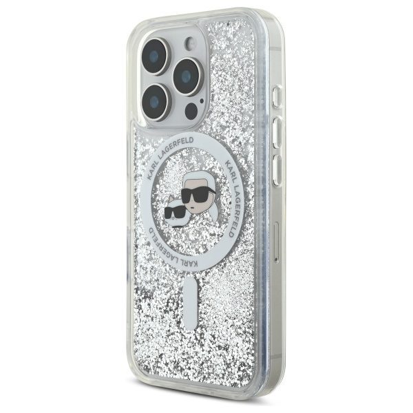 Karl Lagerfeld case for iPhone 16 Pro Max 6,9" KLHMP16XLGKCSGH transparent Hard Liquid Glitter Karl&Choupette Head MagSafe