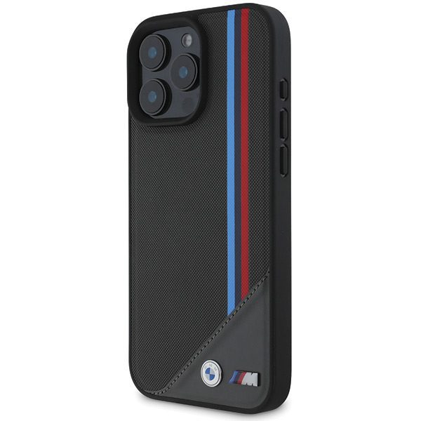 BMW case for iPhone 16 6,1" BMHMP16S23PUTRK Hardcase M Meshed Tricolor Stripes MagSafe black