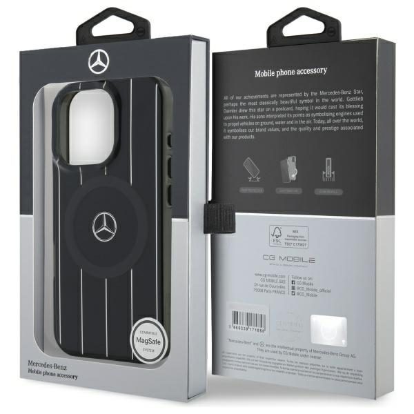 Mercedes case for iPhone 16 Pro 6,3" MEHMP16L23HRSK Hardcase MB Double Layer Crossed Lines MagSafe black